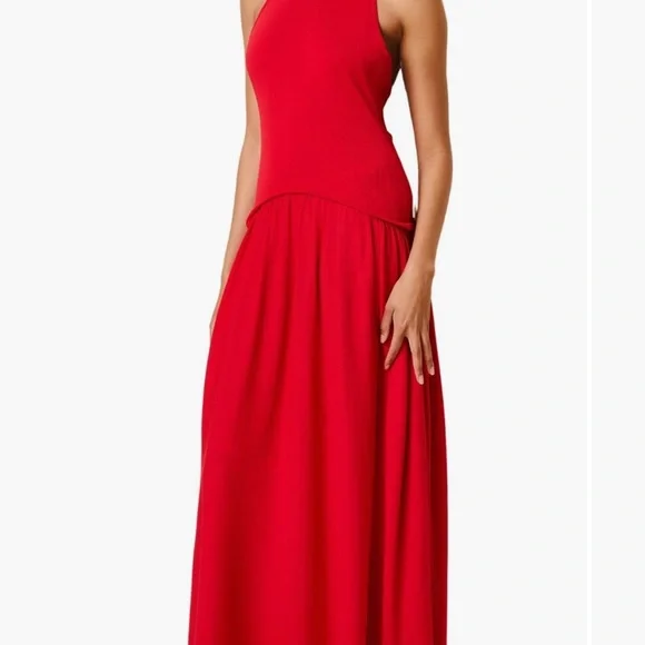 SOLID & STRIPED THE SOGLIO HALTER MAXI DRESS XS APPLE RED - Picture 1 of 2